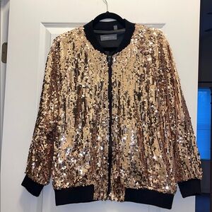 BAGATELLE SEQUIN GOLD BOMBER JACKET